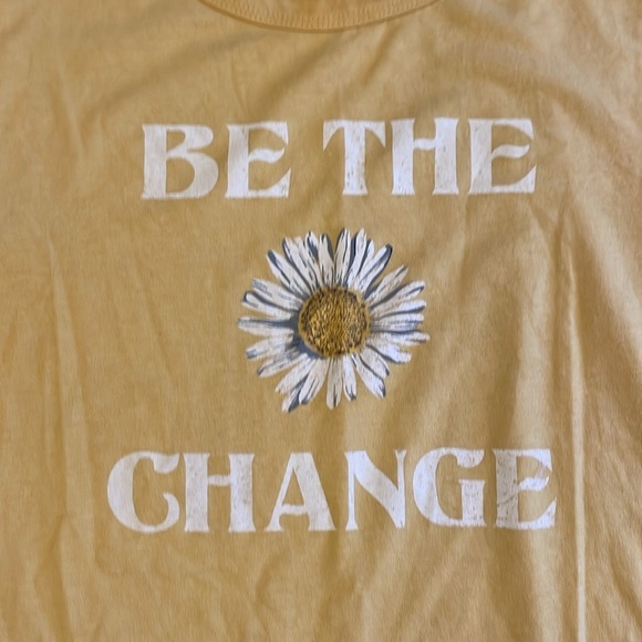 Sunflower Yellow Gold "Be The Change" Short-sleeve Casual Graphic T-shirt - Picture 3 of 7